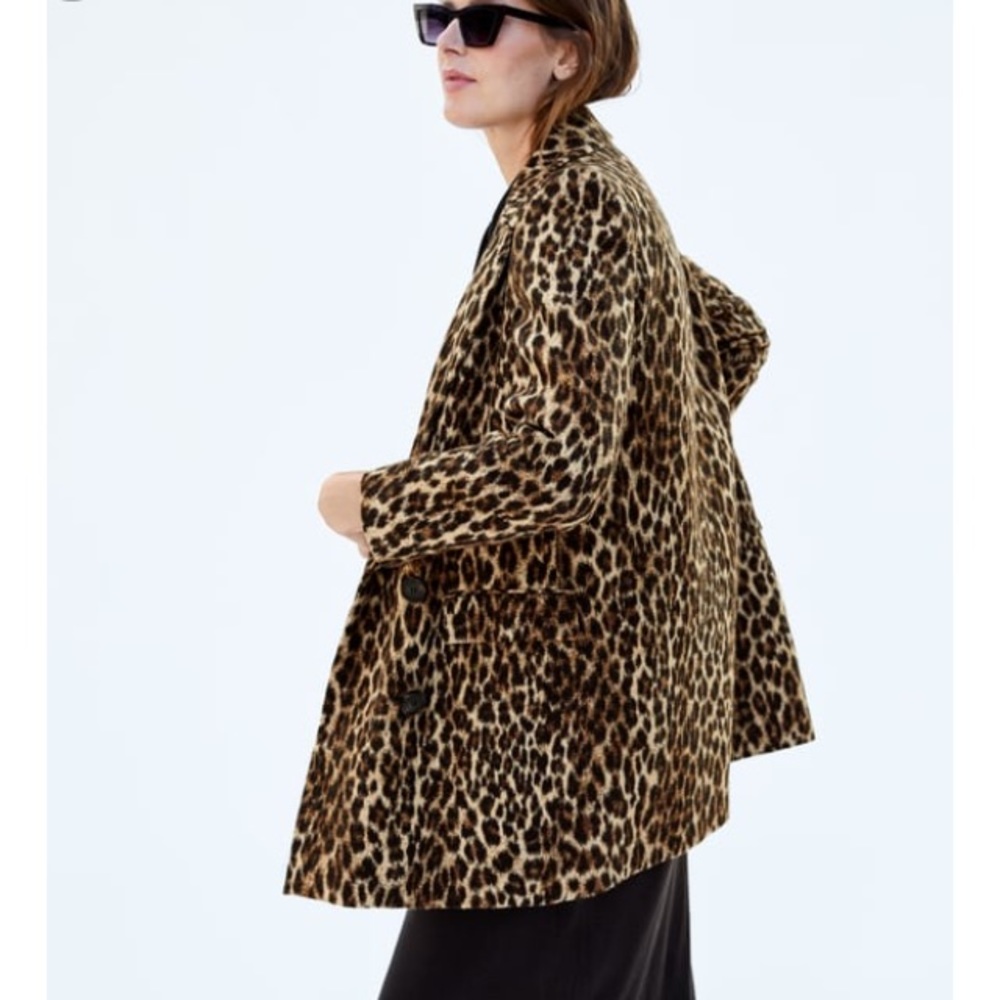 Zara leopard print jacquard coat